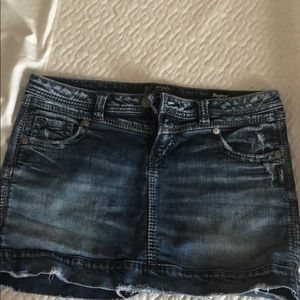 Silver jeans denim skirt